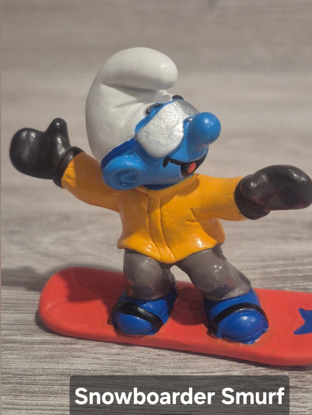 Vintage Snowboarder Smurf Figurine (Made In Germany)